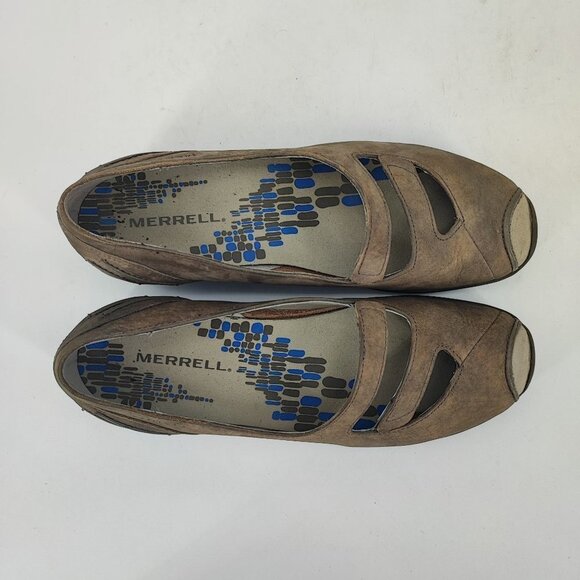 Merrell Women's Isabella Brindle Taupe Leather Loafers Size 7 - Picture 4 of 8